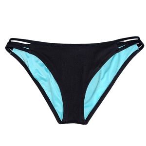 🤑 4/$24 Shade & Shore Black & Blue Bikini Swimsuit Bottom